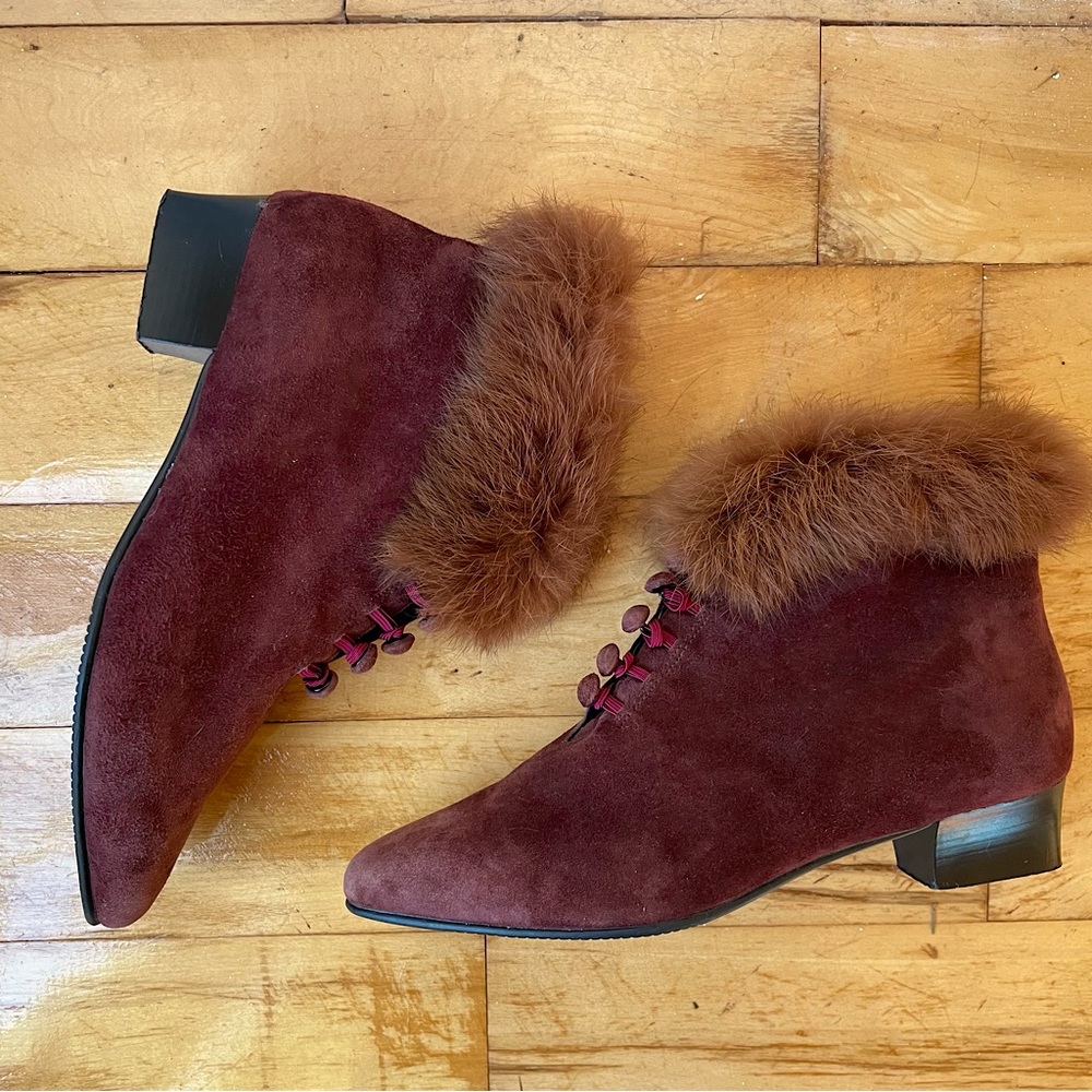 Fur trimmed Italian suede boots
